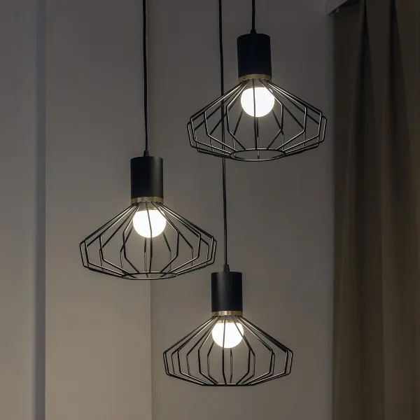 Pendul pe cablu SOLANO 3xE27/15W/230V negru/auriu