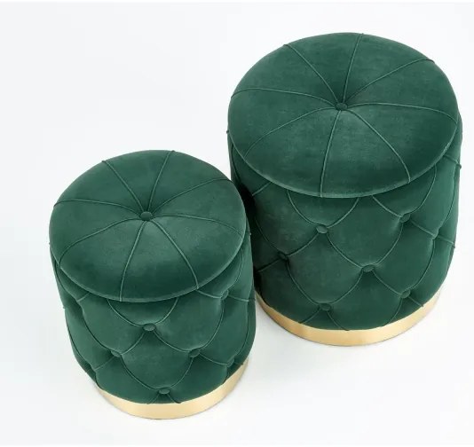 SET 2x taburet POLLY d. 40/44 cm verde/auriu