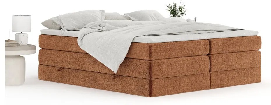Pat boxspring portocaliu cu spațiu de depozitare/fără tăblie 180x200 cm Juniper – Maison de Rêve