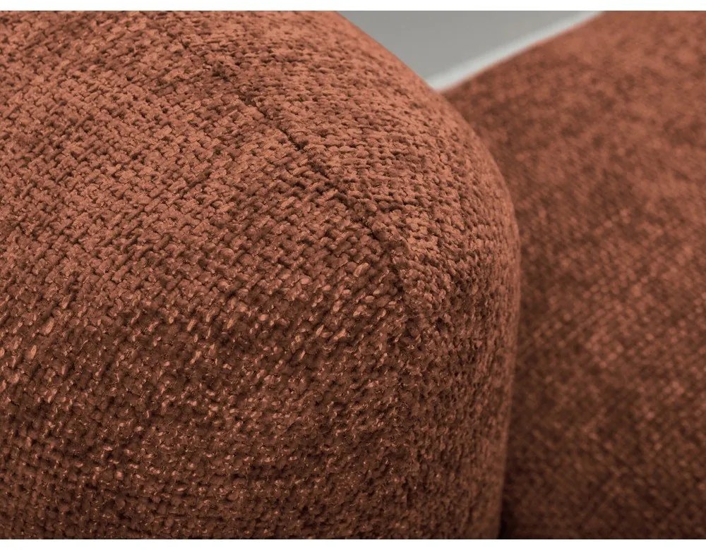 Colțar teracotă extensibil/cu spațiu de depozitare cu tapițerie din chenille (cu colț pe partea dreaptă/cu șezlong) Mele – Makamii