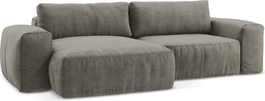 Colțar gri extensibil cu tapițerie din chenille (cu colț pe partea stângă/cu șezlong) Kuki – Makamii