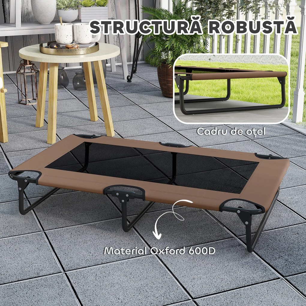 PawHut Pat Pliabil pentru Câini Mari cu Țesătură Tip Plasă, 107x61x20cm, Maro | Aosom Romania