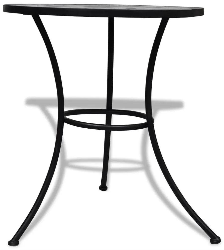Masa de bistro, alb si negru, 60 cm, mozaic 1, Negru, Rotund