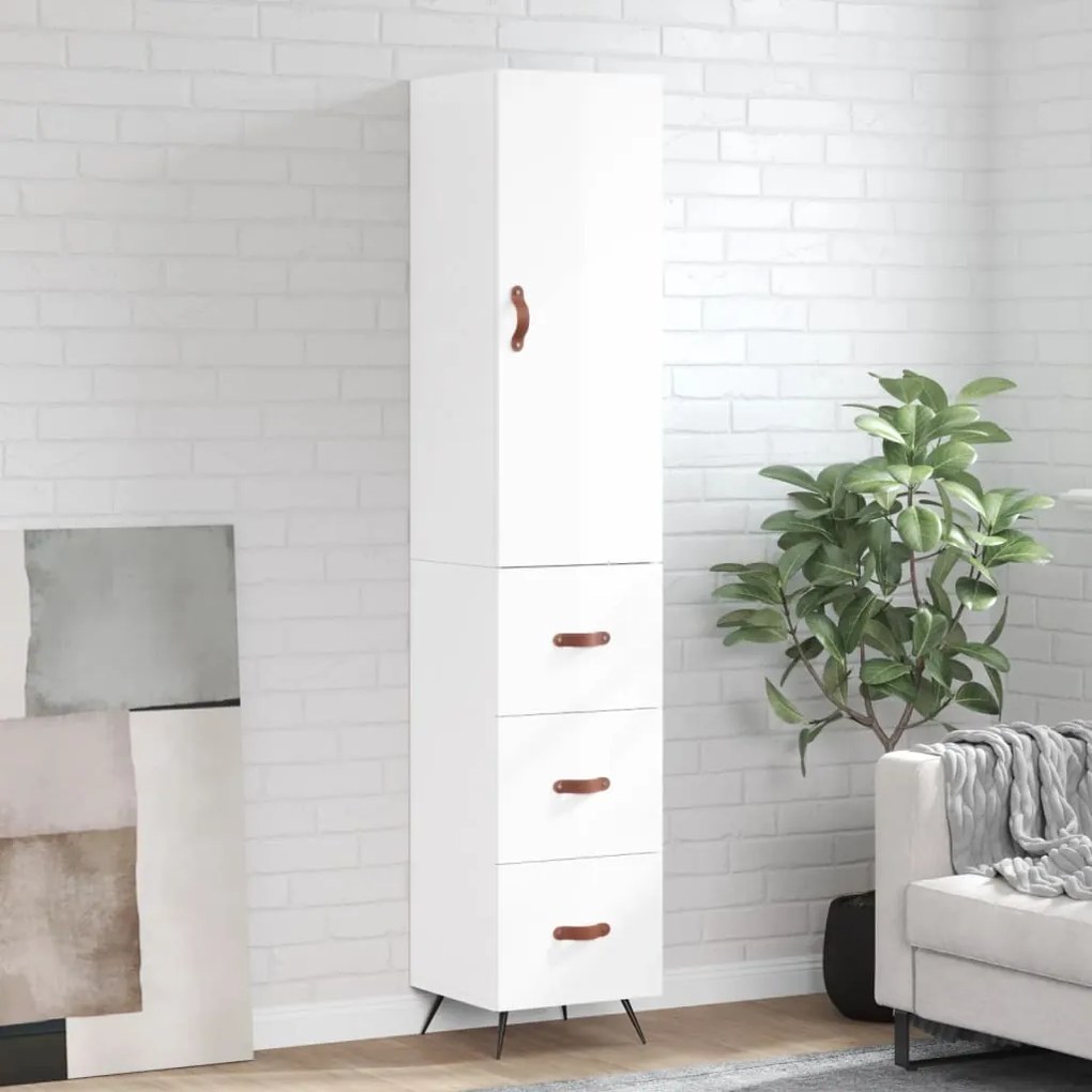 vidaXL Dulap înalt, alb extralucios, 34,5x34x180 cm, lemn prelucrat