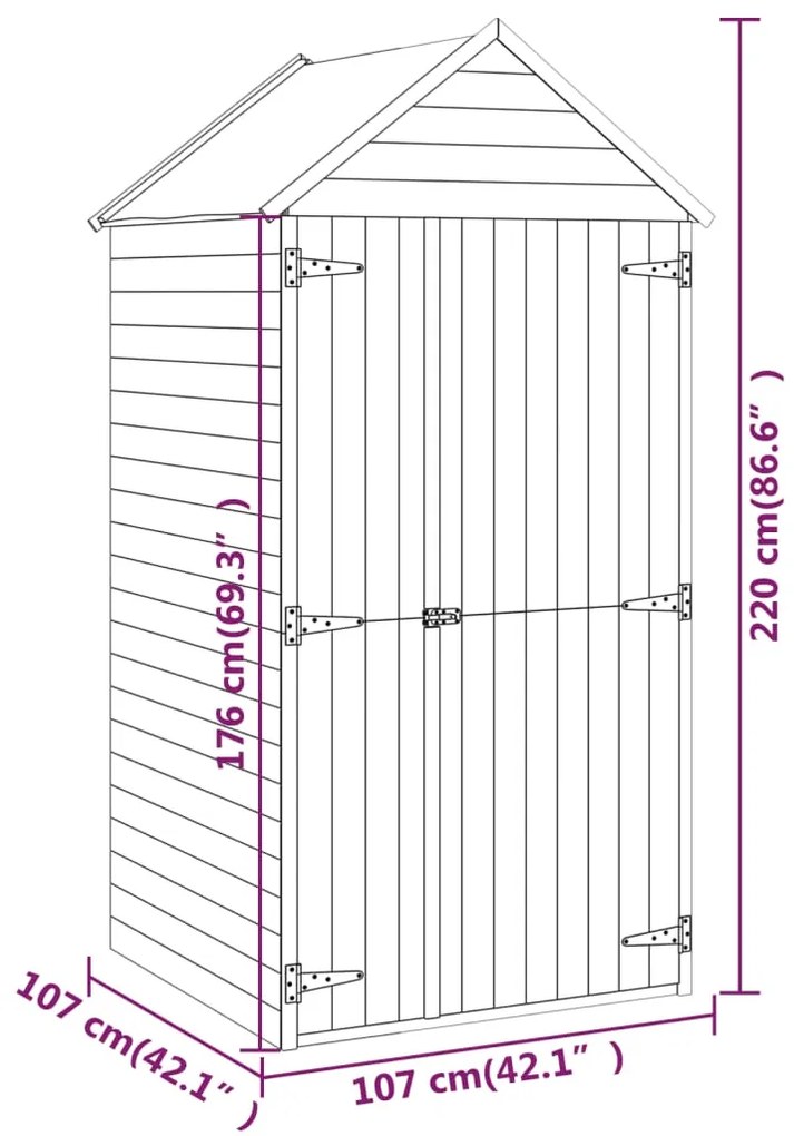 Magazie unelte de gradina cu usa 107x107x220 cm lemn pin tratat 107 x 107 x 220 cm