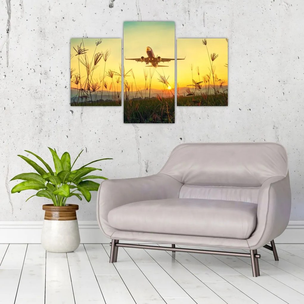 Tablou cu avionul ridicându-se spre zbor (90x60 cm)