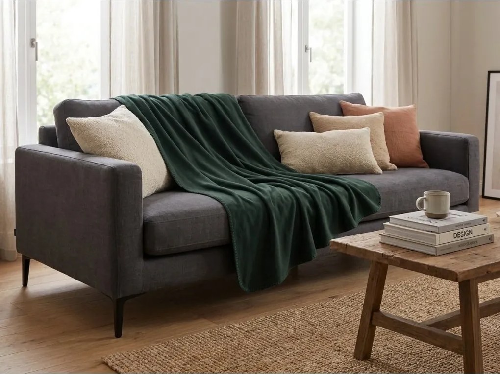 Patura fleece FLEORA, verde sticla Dimensiune: 200 x 220 cm