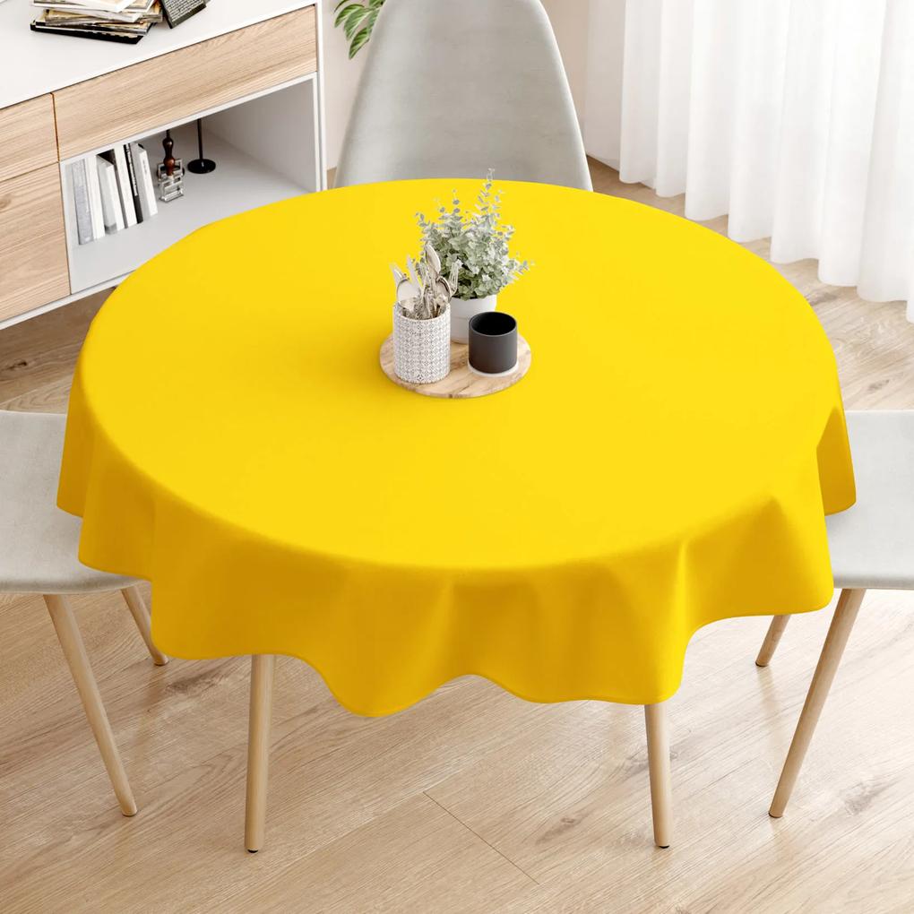 Goldea față de masă loneta - galben închis - rotundă Ø 110 cm