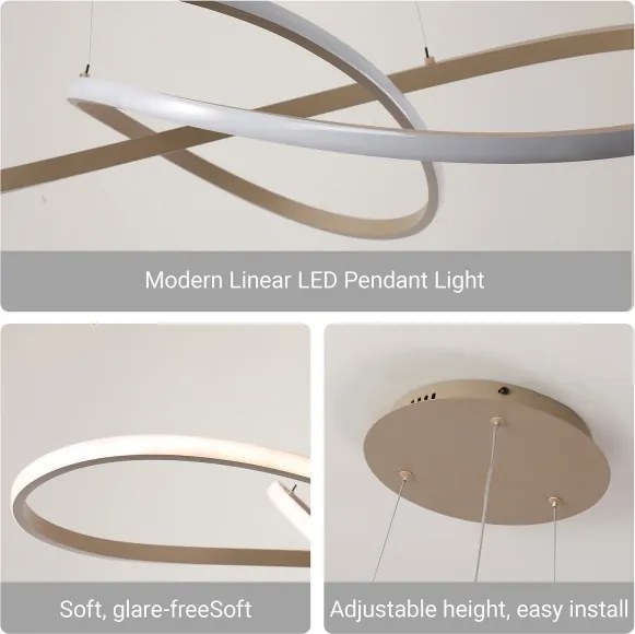 Brilagi - Lustră LED dimabilă pe cablu INFINITY LED/80W/230V 80x80 cm bej + telecomandă