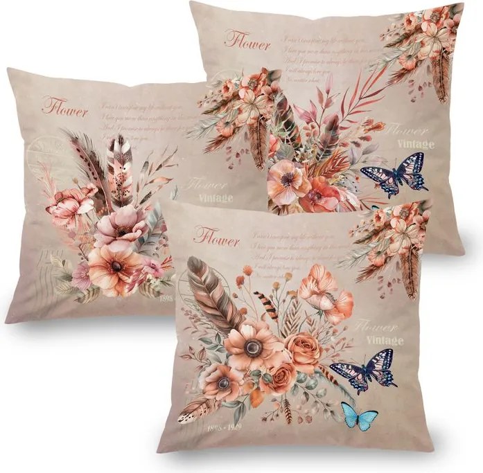 decoDoma Set de 3 fețe pernuțe WINONA 45 x 45 cm