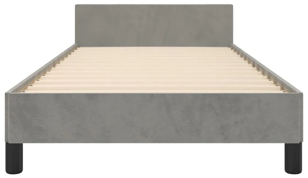Cadru de pat cu tablie, gri deschis, 90x200 cm, catifea Gri deschis, 90 x 200 cm, Nasturi de tapiterie