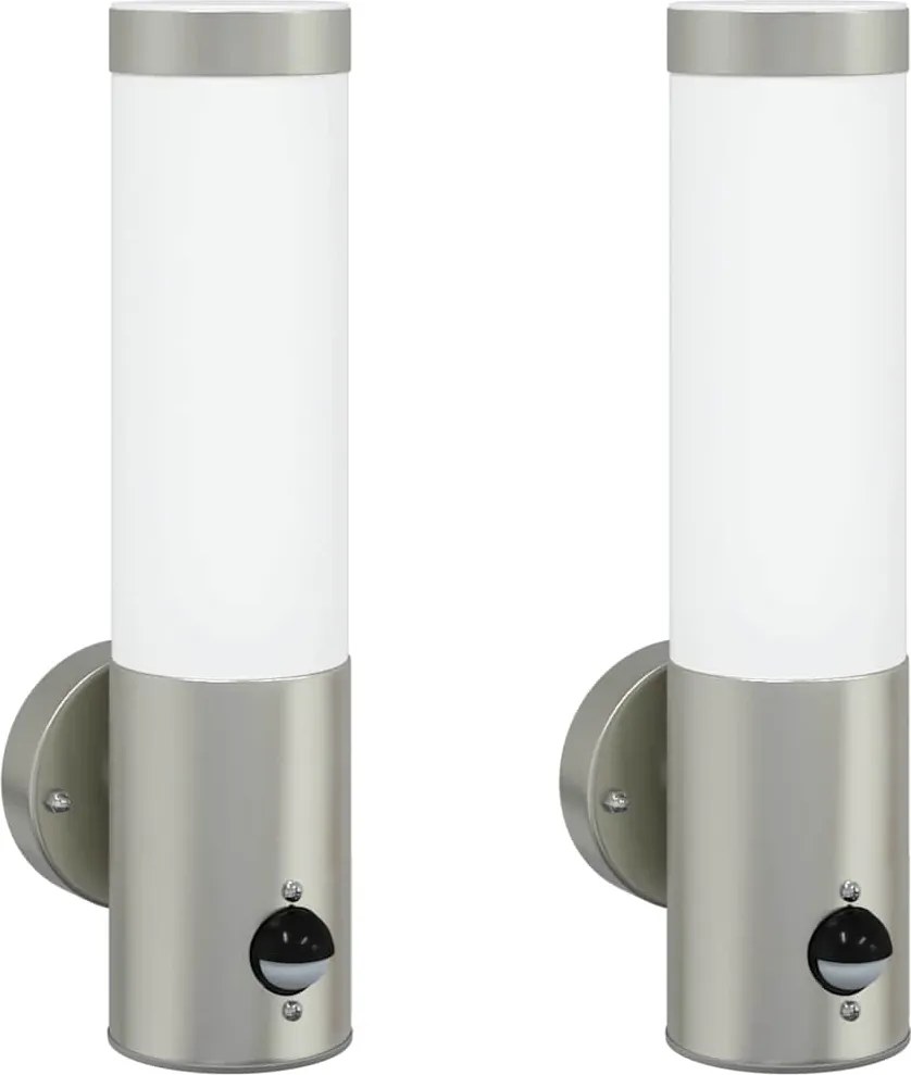 vidaXL Lumină de perete pentru exterior 2 pcs Argintiu