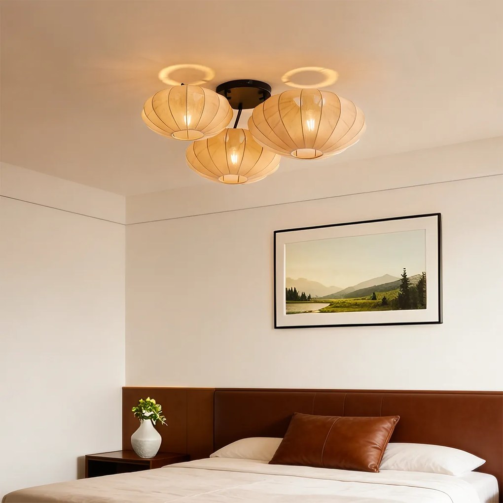 Plafonieră Japandi maro cu 3 lumini - Multi Bida