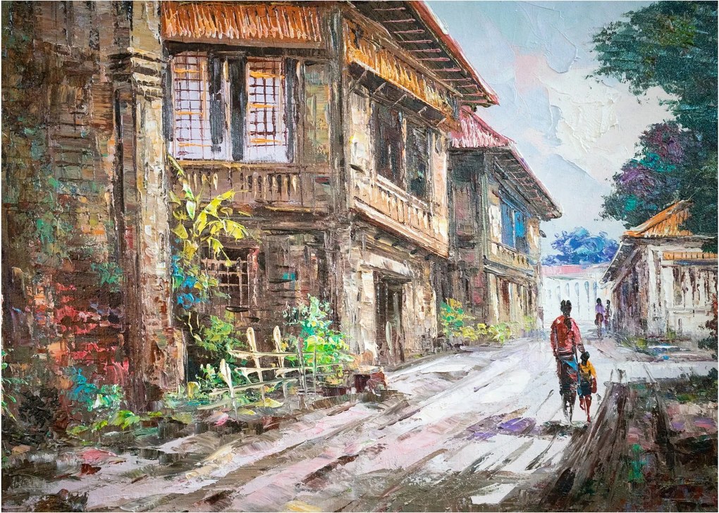 Tablou pe sticlă - Satul filipinez, Asia (70x50 cm)