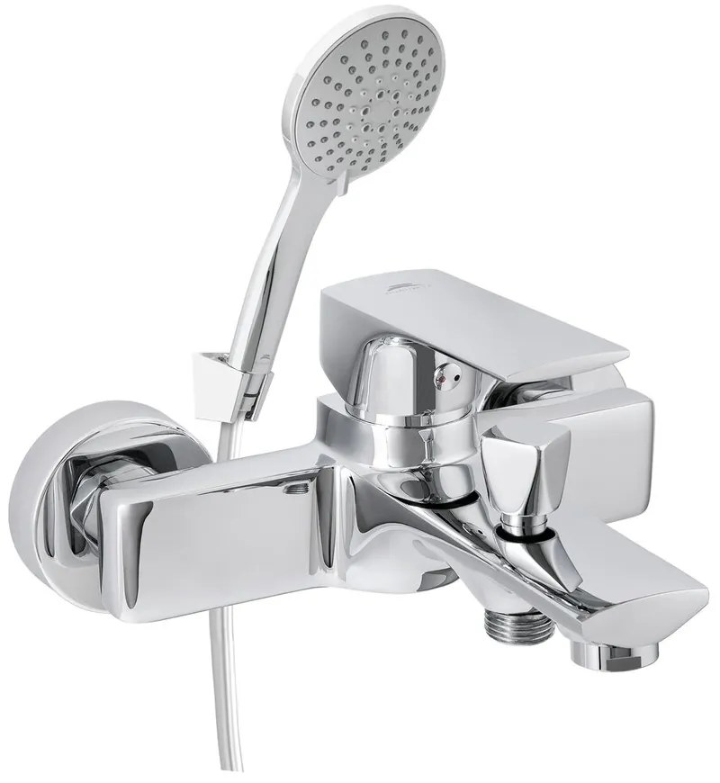 Baterie cada-dus Rubineta Modena monocomanda crom lucios cu set de dus para 5 functii