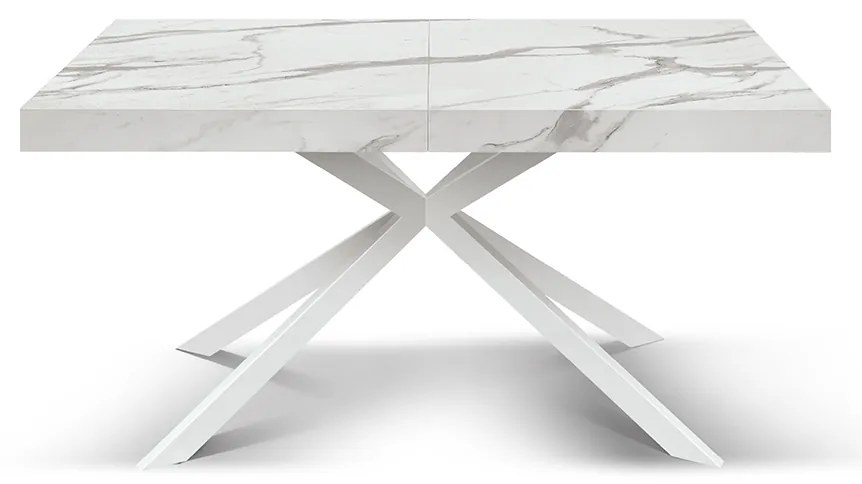 Masa extensibila SPIDER, blat ALB MARMORAT - 140 cm / 90 / h 77 - ALB