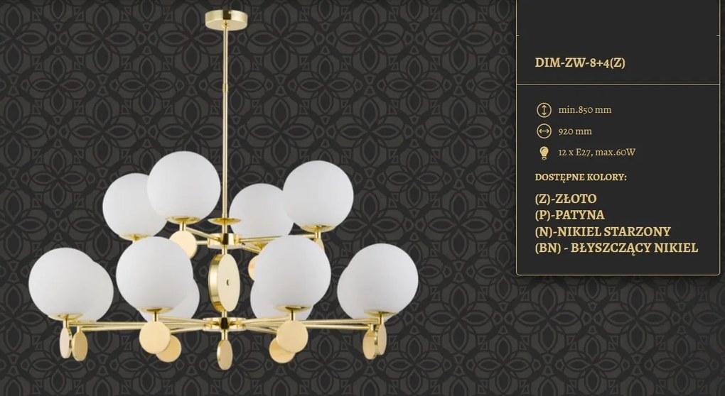 Candelabru 12 brate design clasic din alama DIMARO