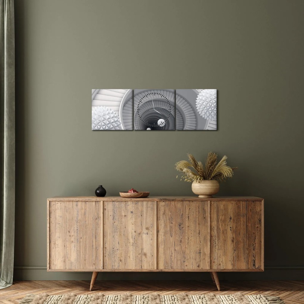 Tablou cu abstracție 3D (cu ceas) (90x30 cm)