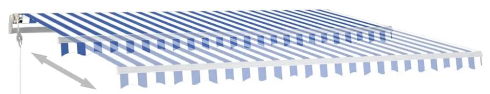 Copertina retractabila manual cu LED, albastrualb, 450x300 cm Albastru si alb, 450 x 300 cm