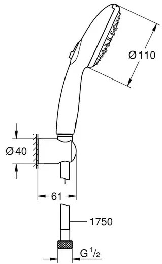 Set de dus cu porter Grohe Tempesta 110 crom 3 functii