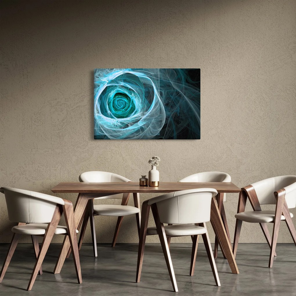 Tablou - Abstract trandafir albastru cu fundal negru (90x60 cm)