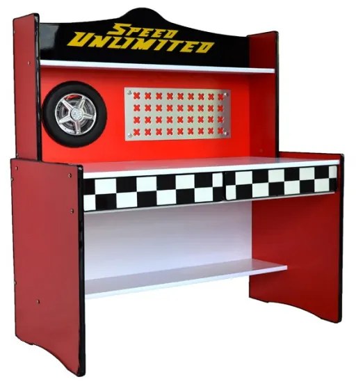 Birou Speed 121x145x60 cm MDF Rosu Negru
