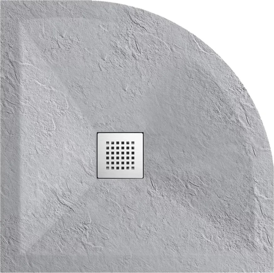 Cadita dus semirotunda Balneo Stone Tray din compozit 90x90 gri deschis