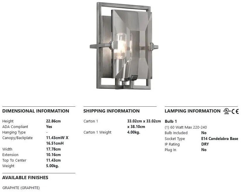 Aplica de perete design modern, model dreptunghiular PRISM