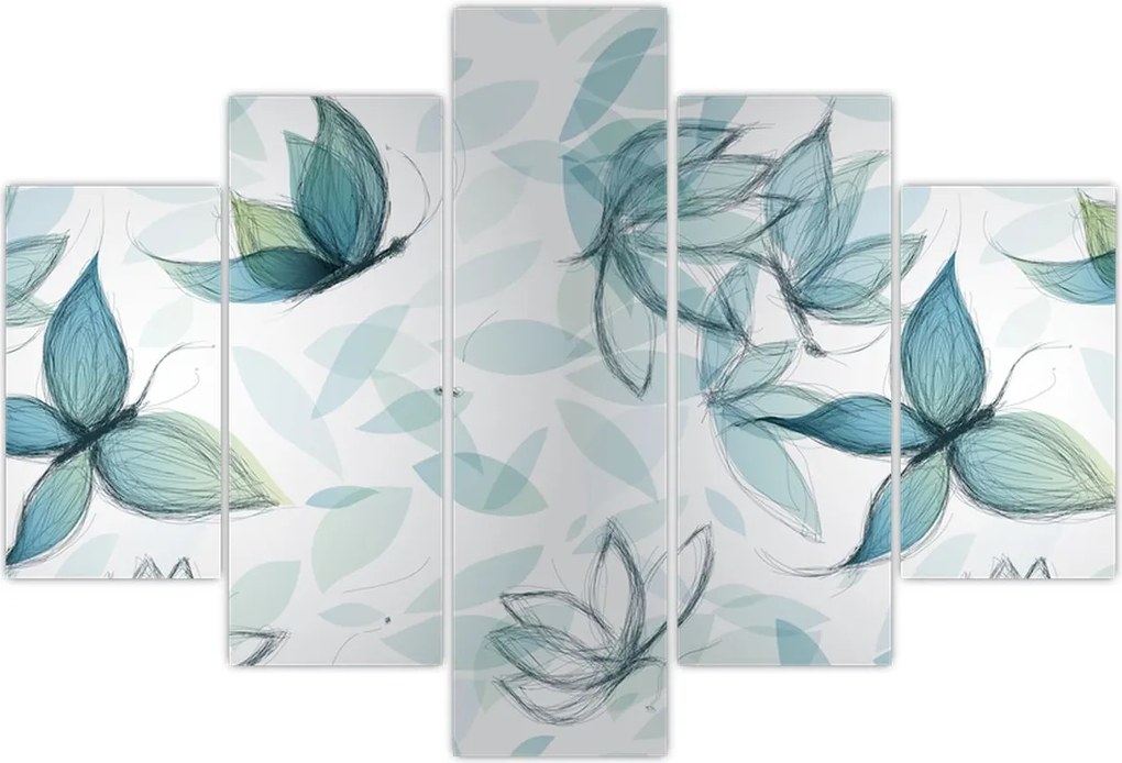 Tablou - Fluturași albaștri (150x105 cm)