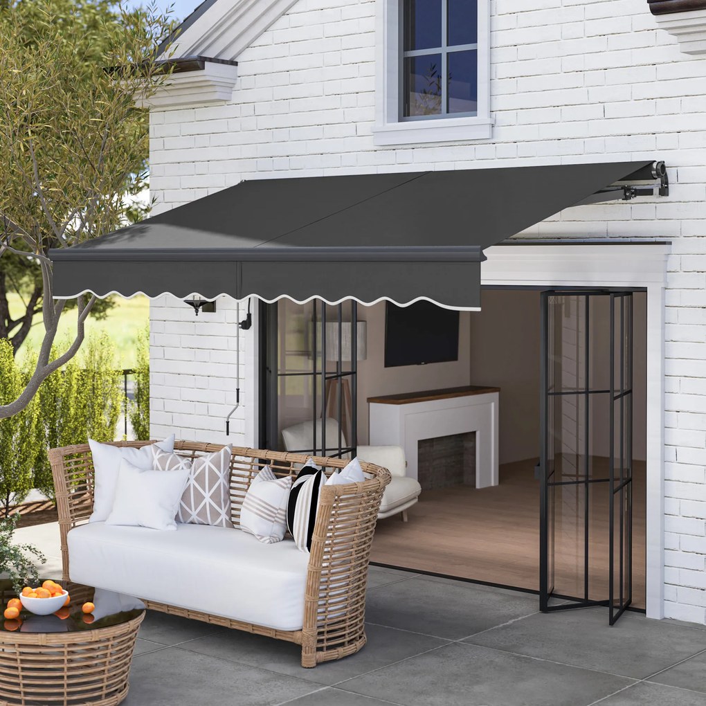 Outsunny Pergolă cu Prindere Fără șuruburi cu Manivelă Electrică, Ajustabilă în Înălțime, Pergolă cu Brațe Articulate 300 cm Lățime Gri Închis | Aosom Romania