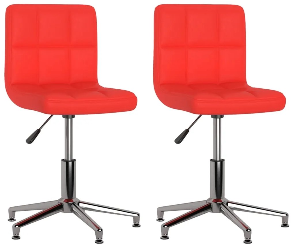 334407 vidaXL Scaune de sufragerie pivotante 2 buc. roșu piele artificială