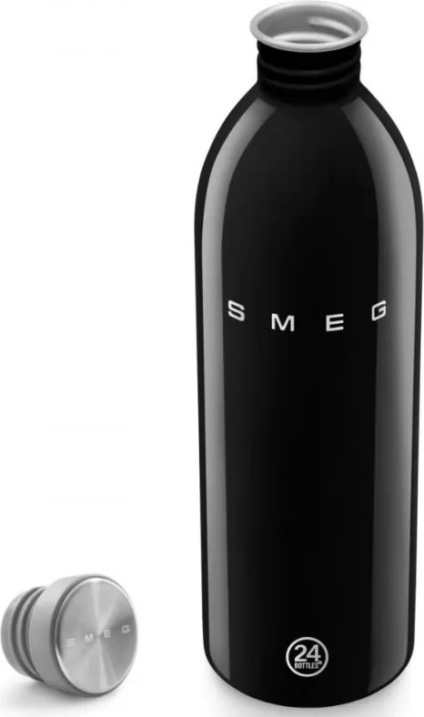 Sticla Smeg Urban WBF02BL, 1 l, Inchidere ermetica, Fara VRA, Otel inoxidabil, Negru