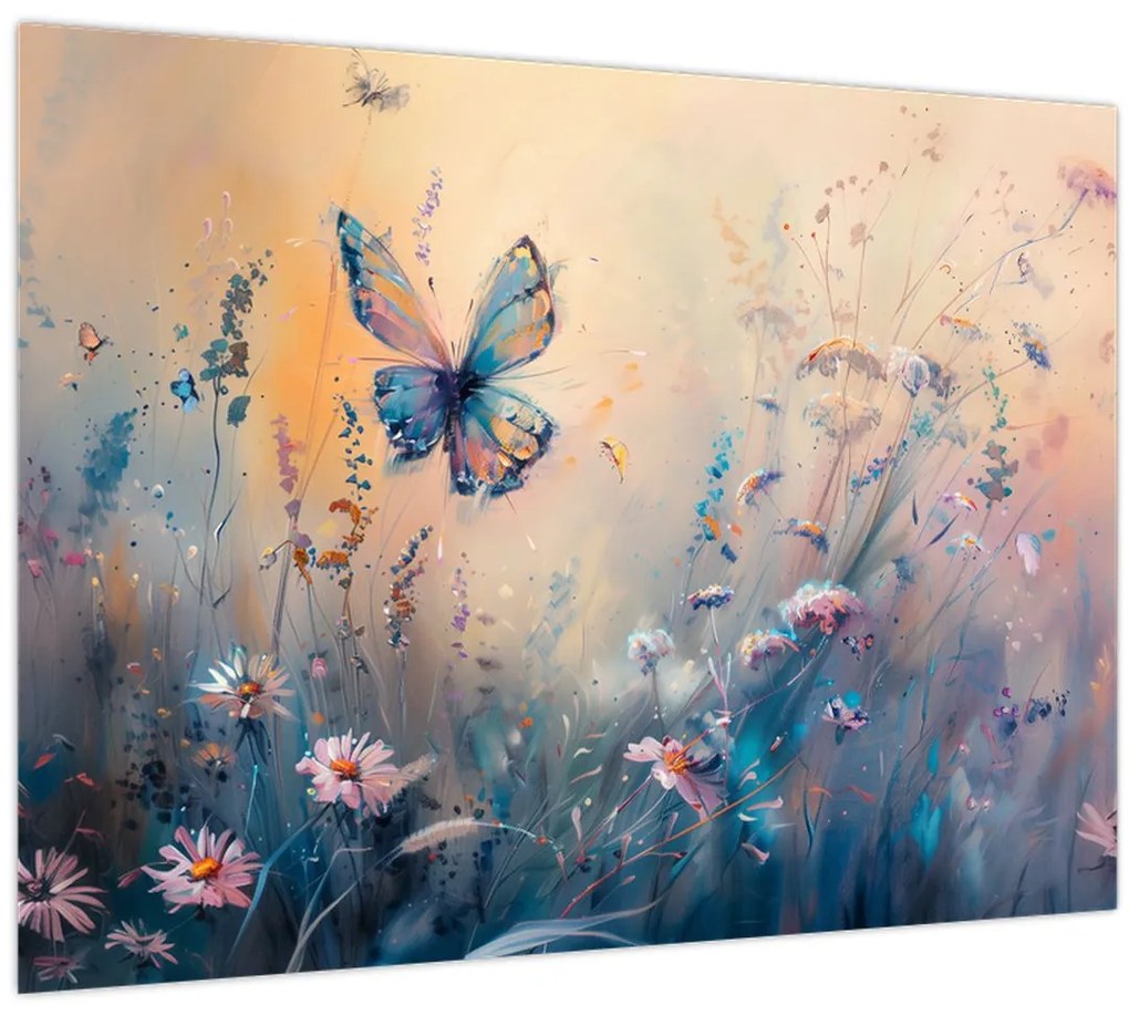Tablou - Pajiște cu Fluture II (70x50 cm)