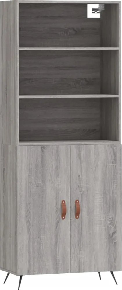 vidaXL Dulap înalt, gri sonoma, 69,5x34x180 cm, lemn compozit