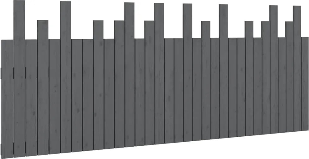 vidaXL Tăblie de pat pentru perete, gri, 204x3x80 cm, lemn masiv pin