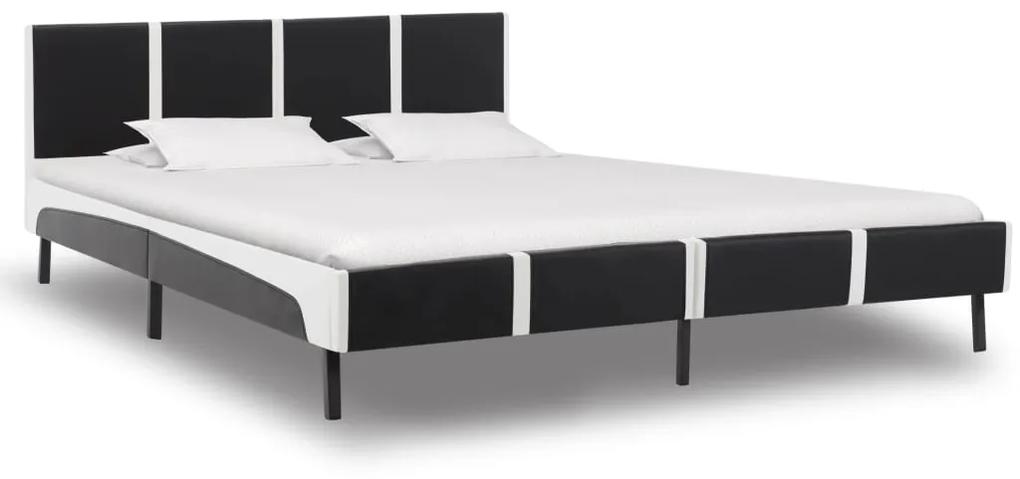 280291 vidaXL Cadru de pat, negru și alb, 180 x 200 cm, piele ecologică
