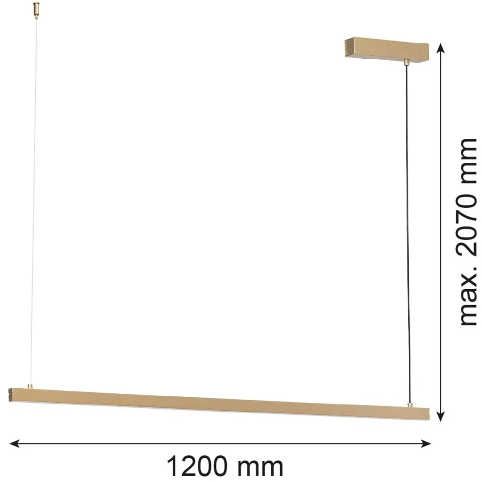 Lustra suspendata LED, 120cm, Otel, Auriu, MIAMI