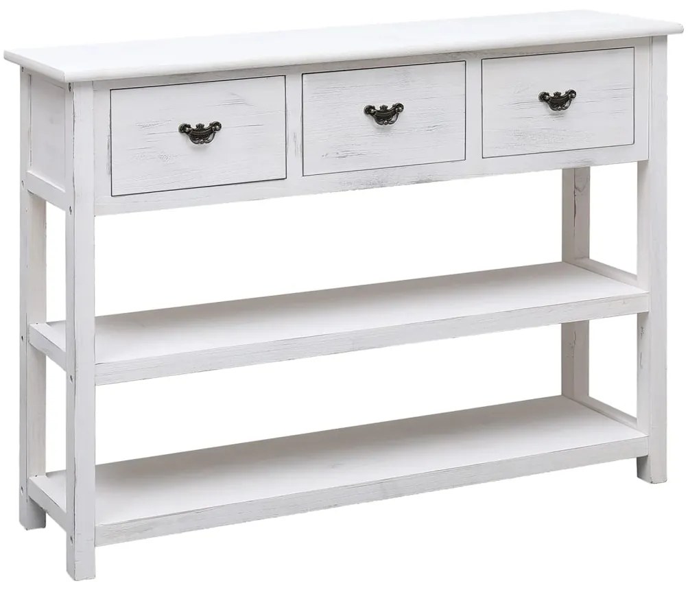 338552 vidaXL Dulap, alb antichizat, 108x30x76 cm, lemn masiv de paulownia