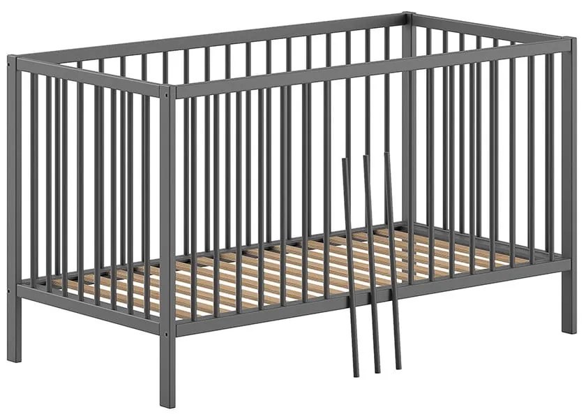 Pătuț gri antracit din lemn de pin 70x140 cm DINO – Vipack