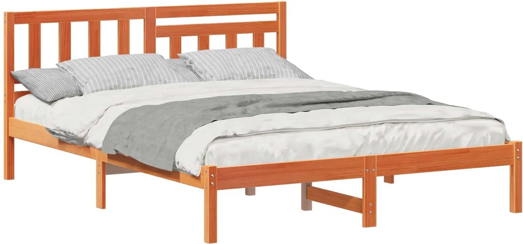 vidaXL Cadru de pat Maroniu cerat 150 x 200 cm Lemn de pin masiv