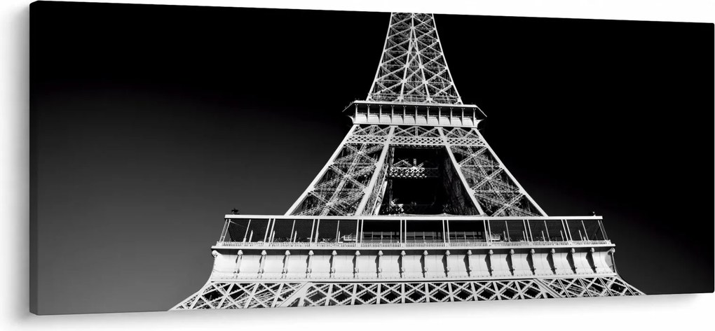 Tablou - Turnul Eiffel, alb-negru (120x50 cm)