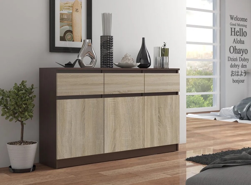 Comodă Keanu VI (wenge + stejar sonoma). 1069053