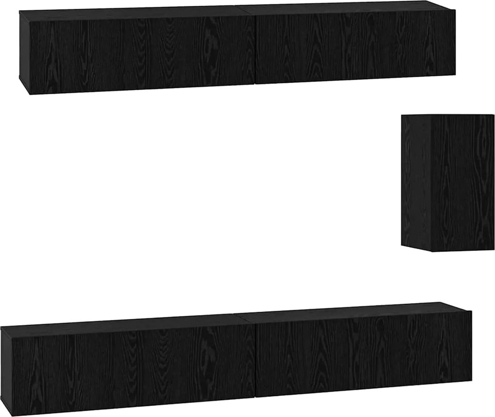 vidaXL Dulap pentru TV pe Perete 3 pcs Stejar Negru Lemn compozit