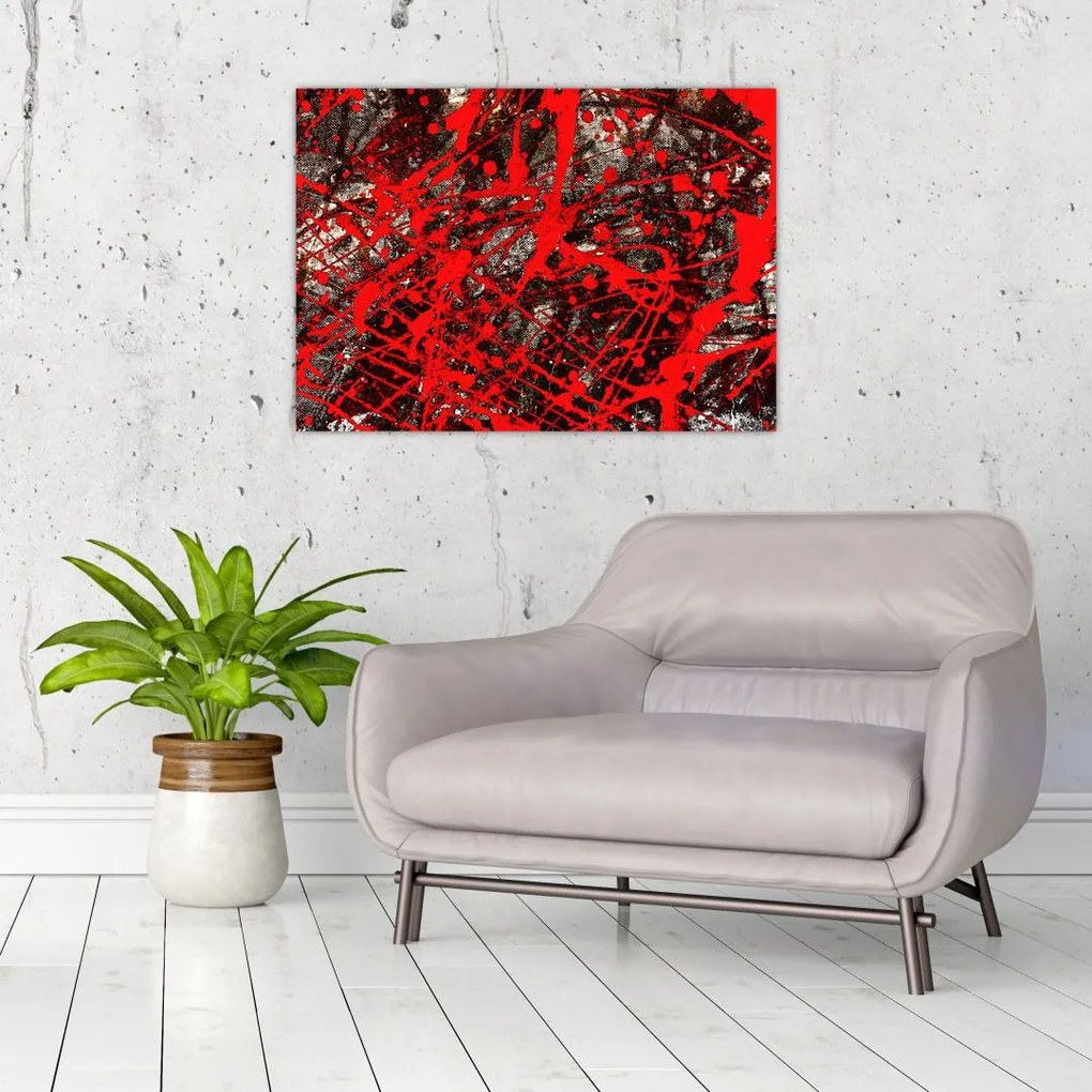 Tablou pe sticlă - Abstracție expresivă (70x50 cm)