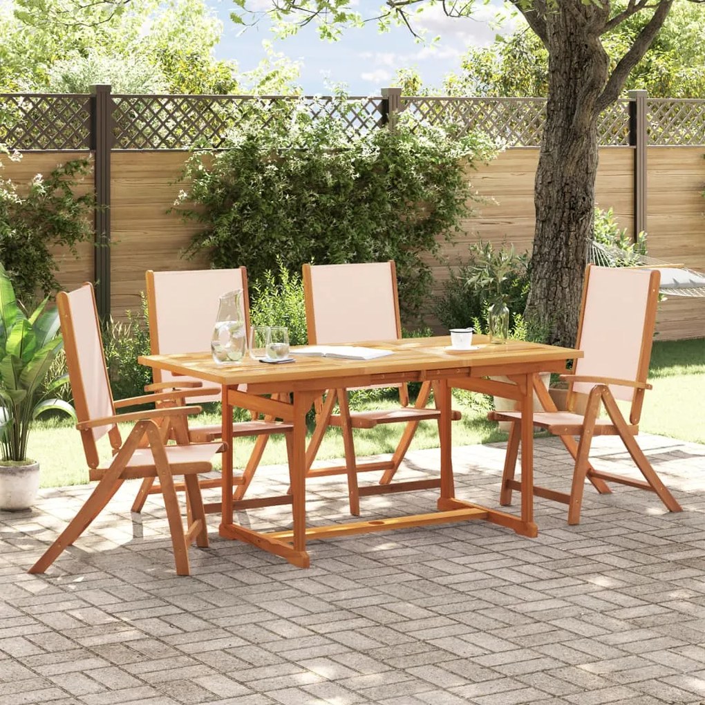 vidaXL Set mobilier de grădină, 5 piese, lemn masiv acacia/textilenă
