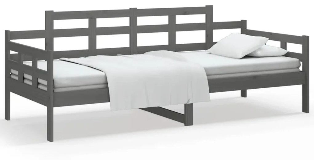 820329 vidaXL Pat de zi, gri, 90x200 cm, lemn masiv de pin