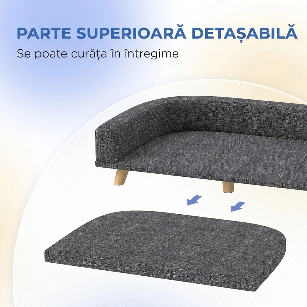 PawHut Canapea pentru Câini de Talie Mare cu Pernă, Gri | Aosom Romania