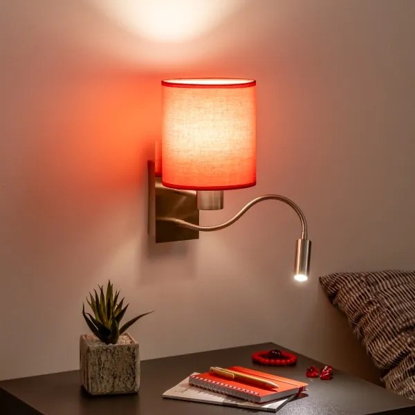 Lampă LED de perete Brilagi NUBILA 1xE27/25W/230V + LED/3W crom mat/roșu