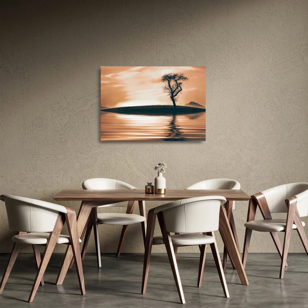 Tablou pe sticlă - Copaci pe insulă (70x50 cm)
