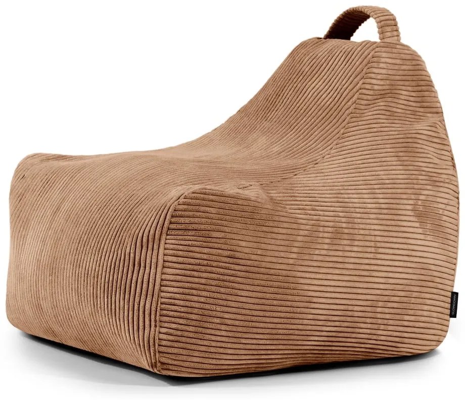 Fotoliu puf pentru copii maro cu tapițerie din catifea reiată Game Amuse – SLOWDOWN